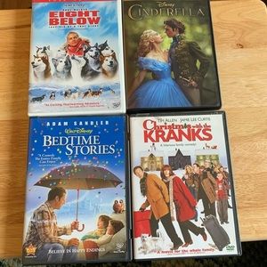 Lot of 4 DVDs Eight Below,Cinderella,Bedtime Stories,Christmas with the Kranks